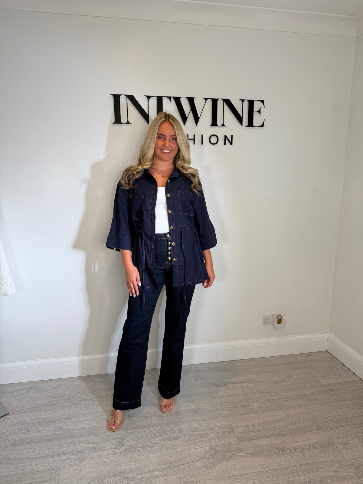 Denise denim shirt with drawstring