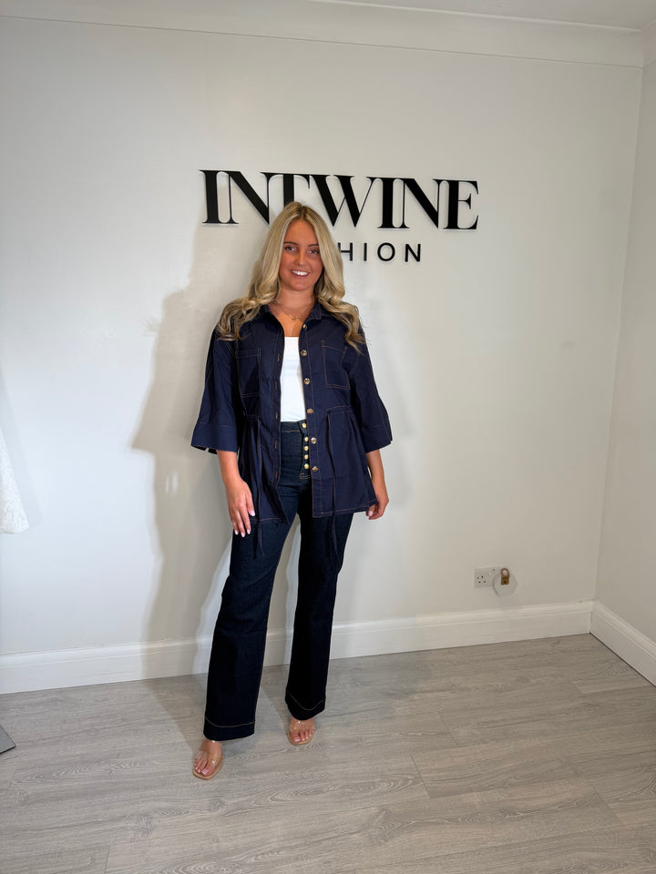 Denise denim shirt with drawstring