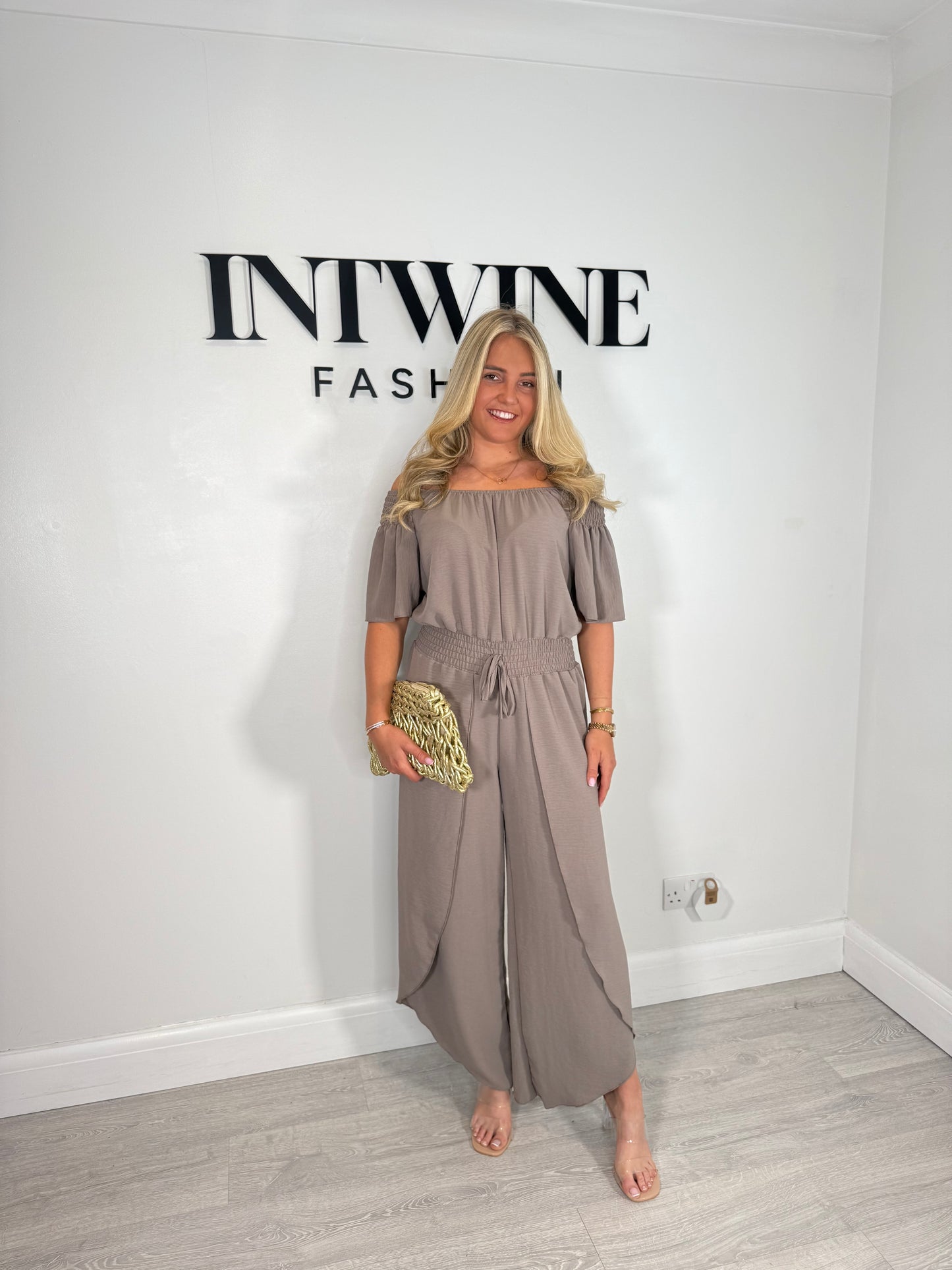 Liv Elastic Waist Bardot Jumpsuit