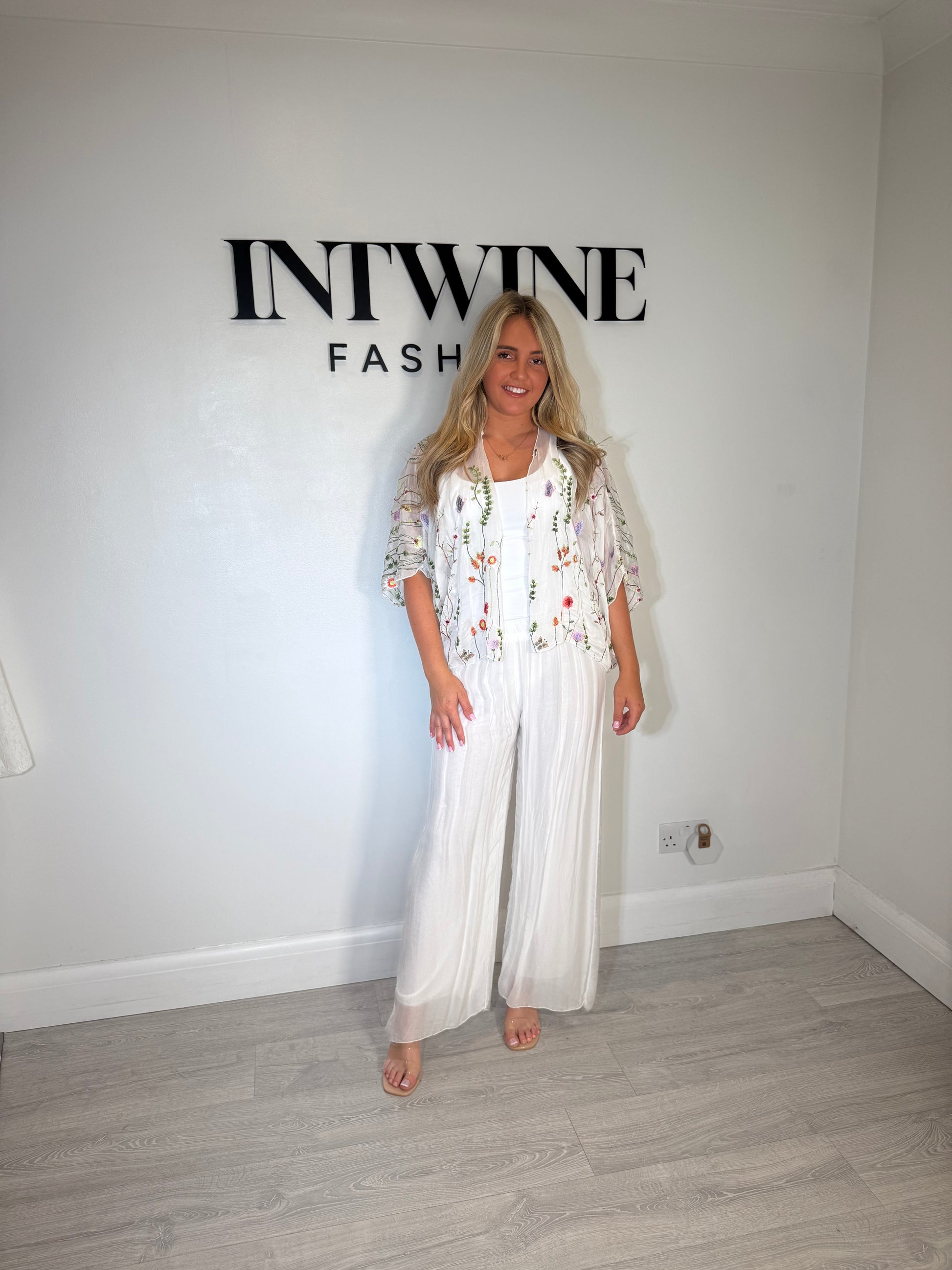 Gracie embroidery silk cardigan