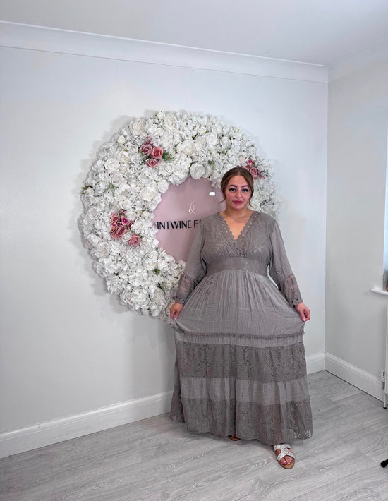 Plus size long Dayna embroidery dress