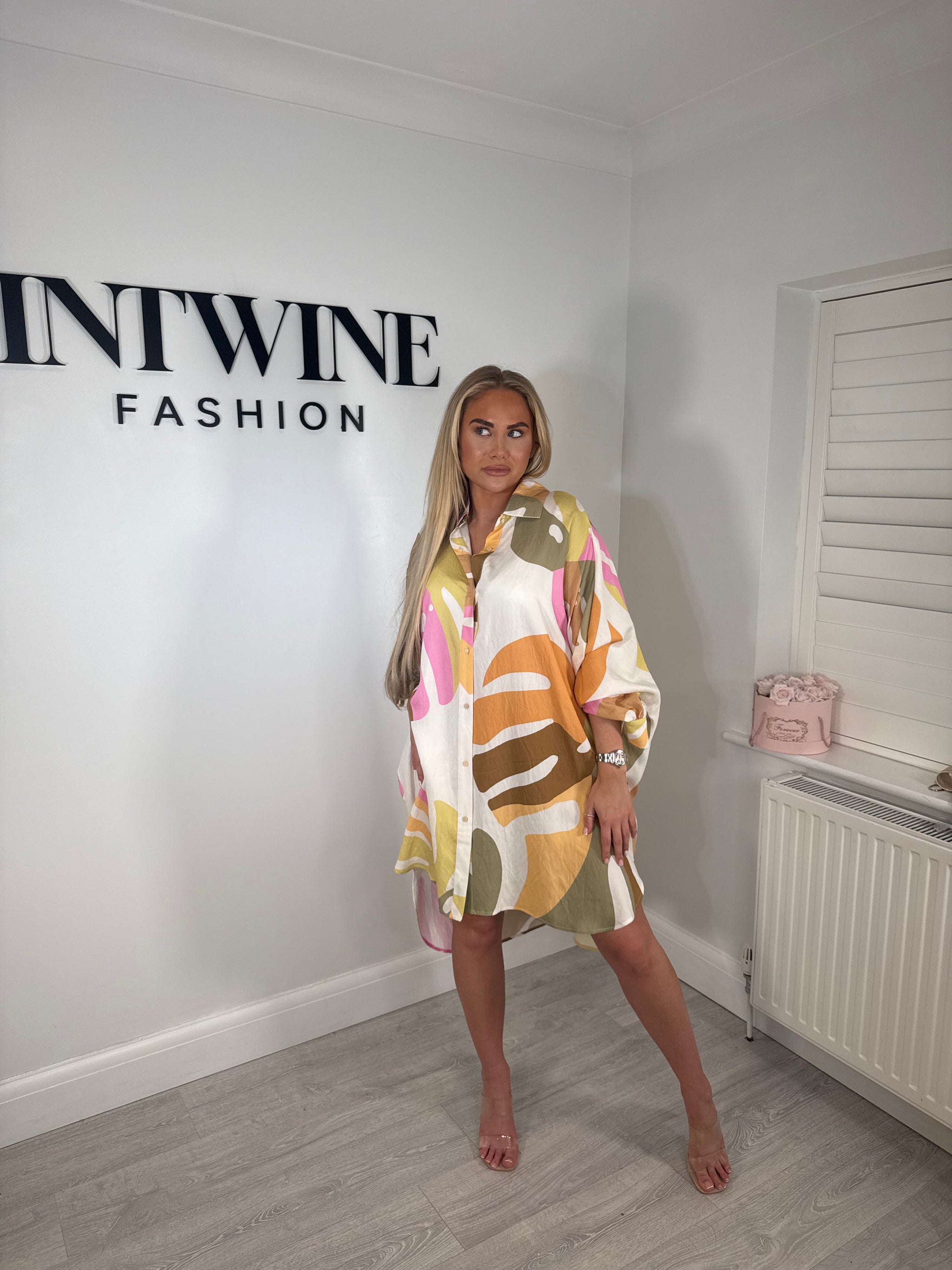 Esme leaf print shirt dress