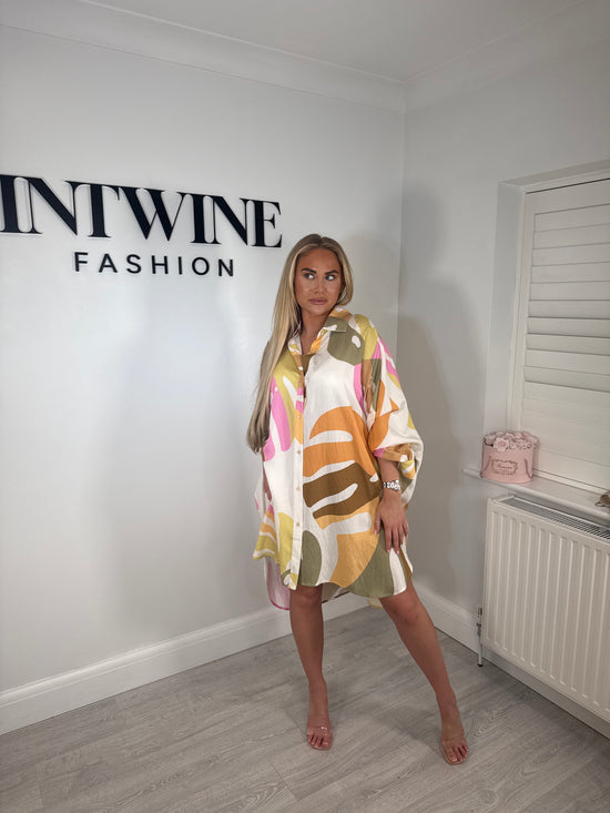 Esme leaf print shirt dress