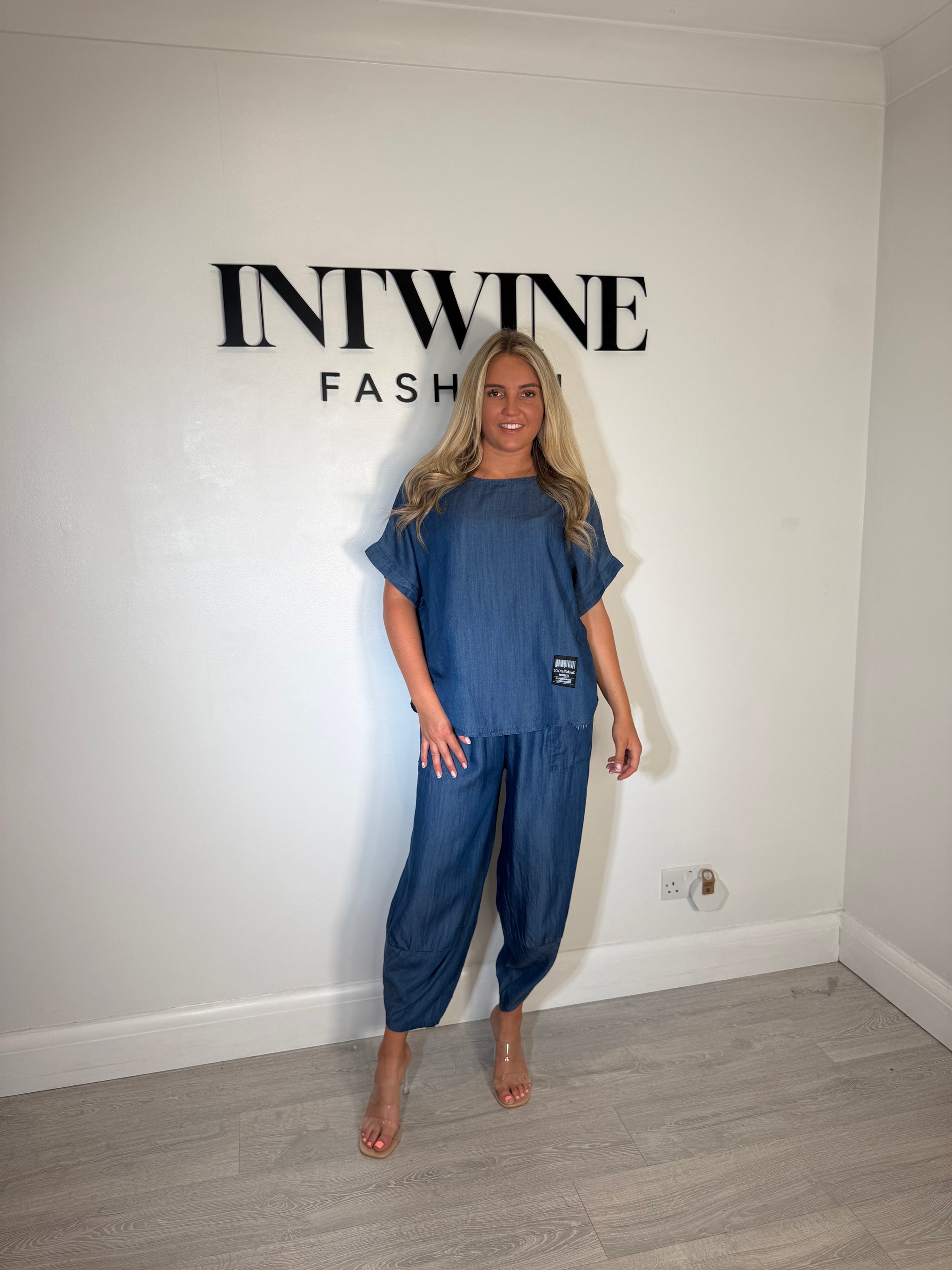 Deborah chambray denim harem coord