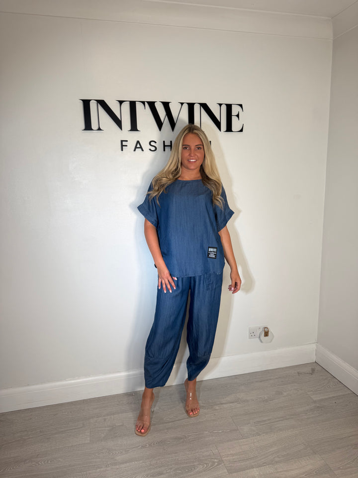 Deborah chambray denim harem coord