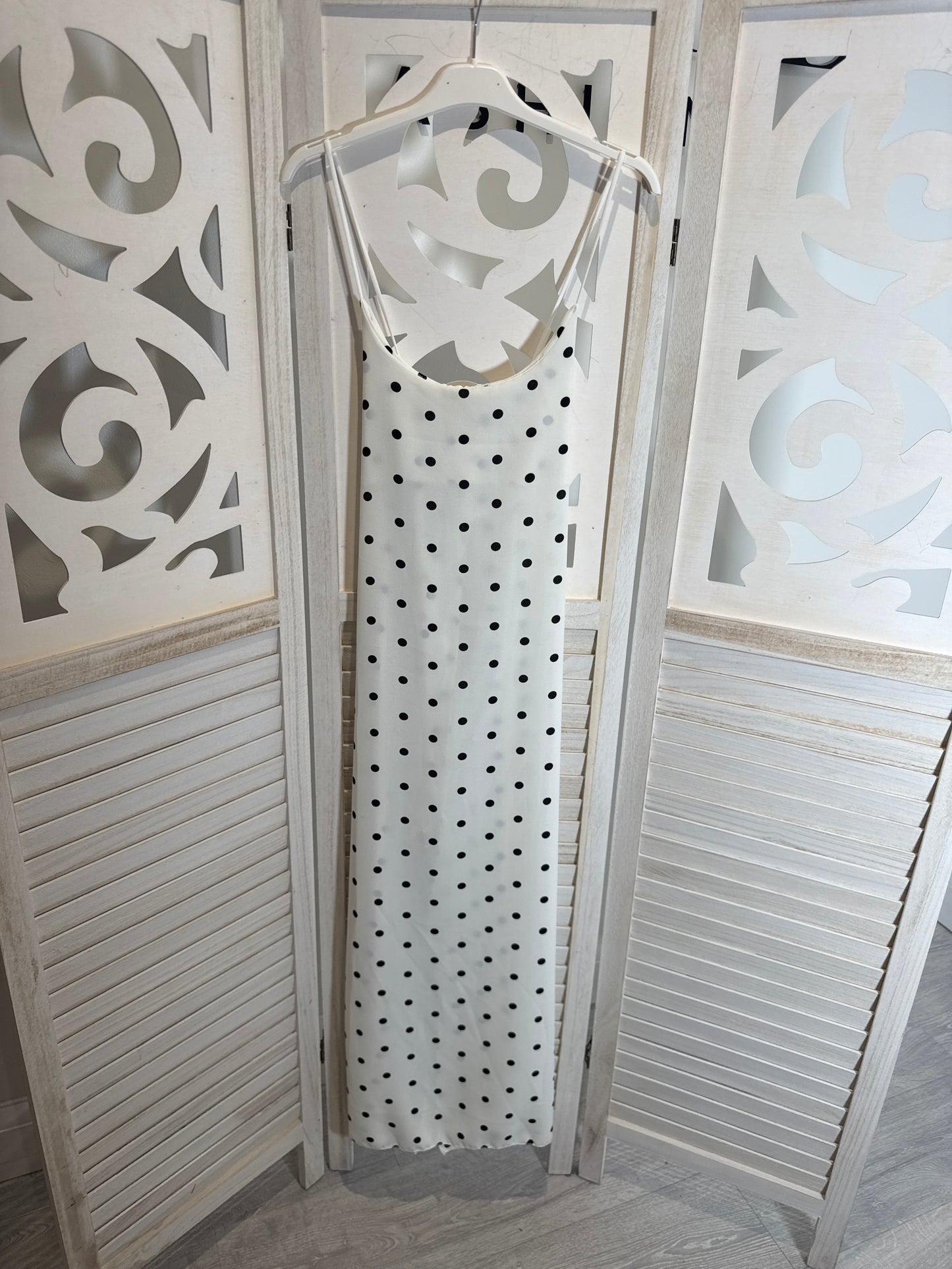 Macy polka dot spaghetti strap dress with elasticated back