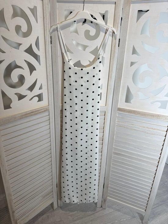 Macy polka dot spaghetti strap dress with elasticated back