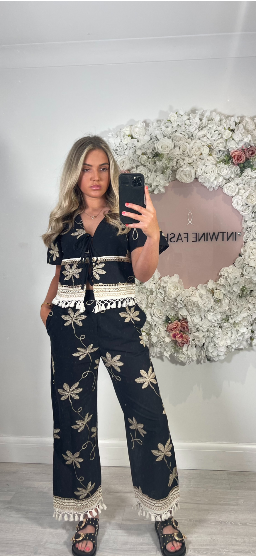 PALM Gold & Black Tassel Co Ord Set