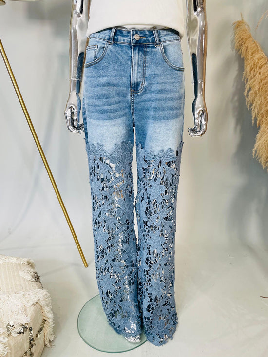 Hazel Lace Bottom Stretch Jeans