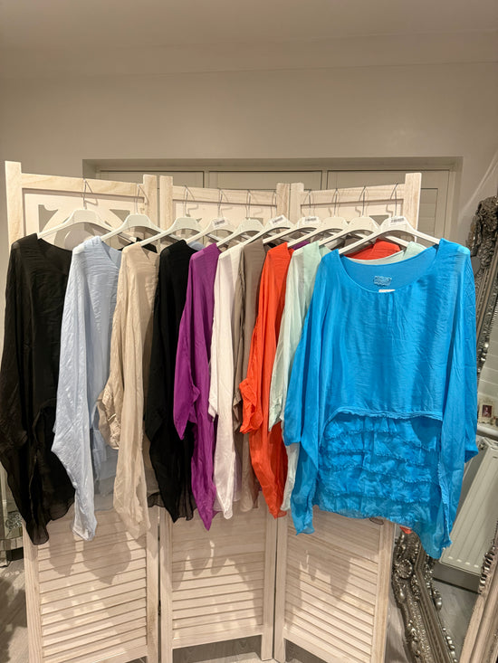 Bridie silk blouson ruffle blouse