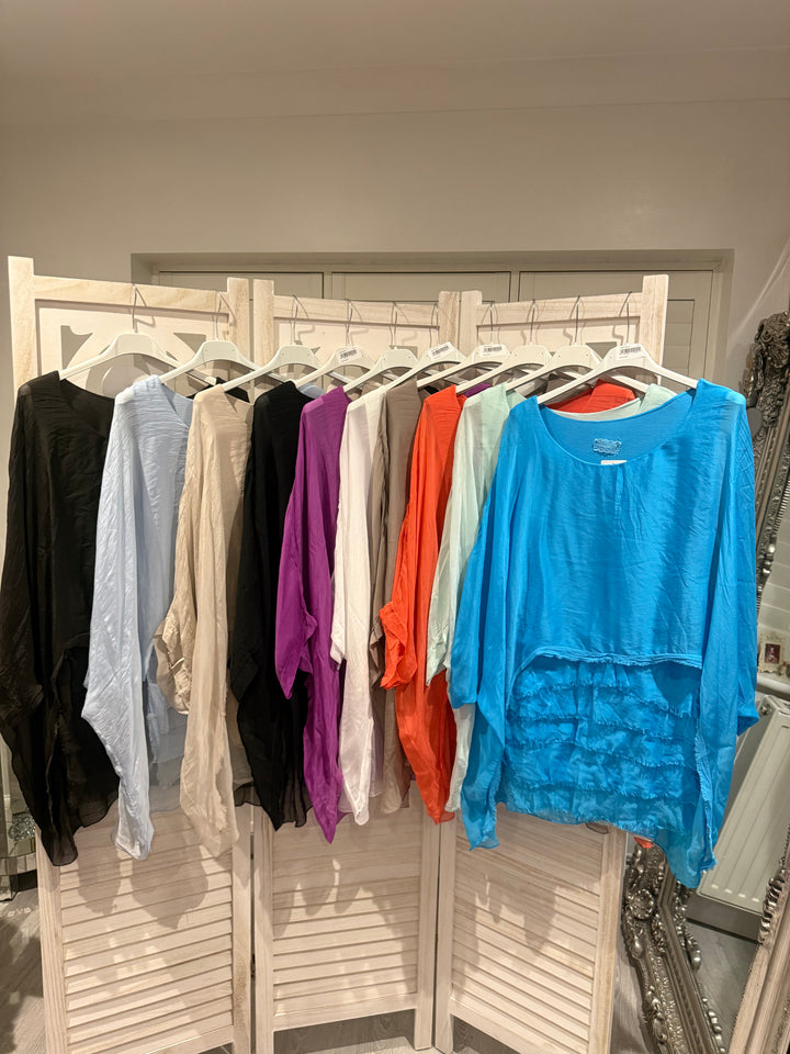 Bridie silk blouson ruffle blouse