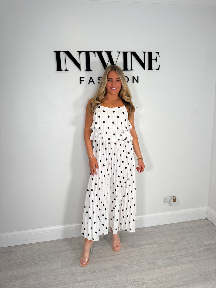 Olivia Polka Dot Pleated Dress