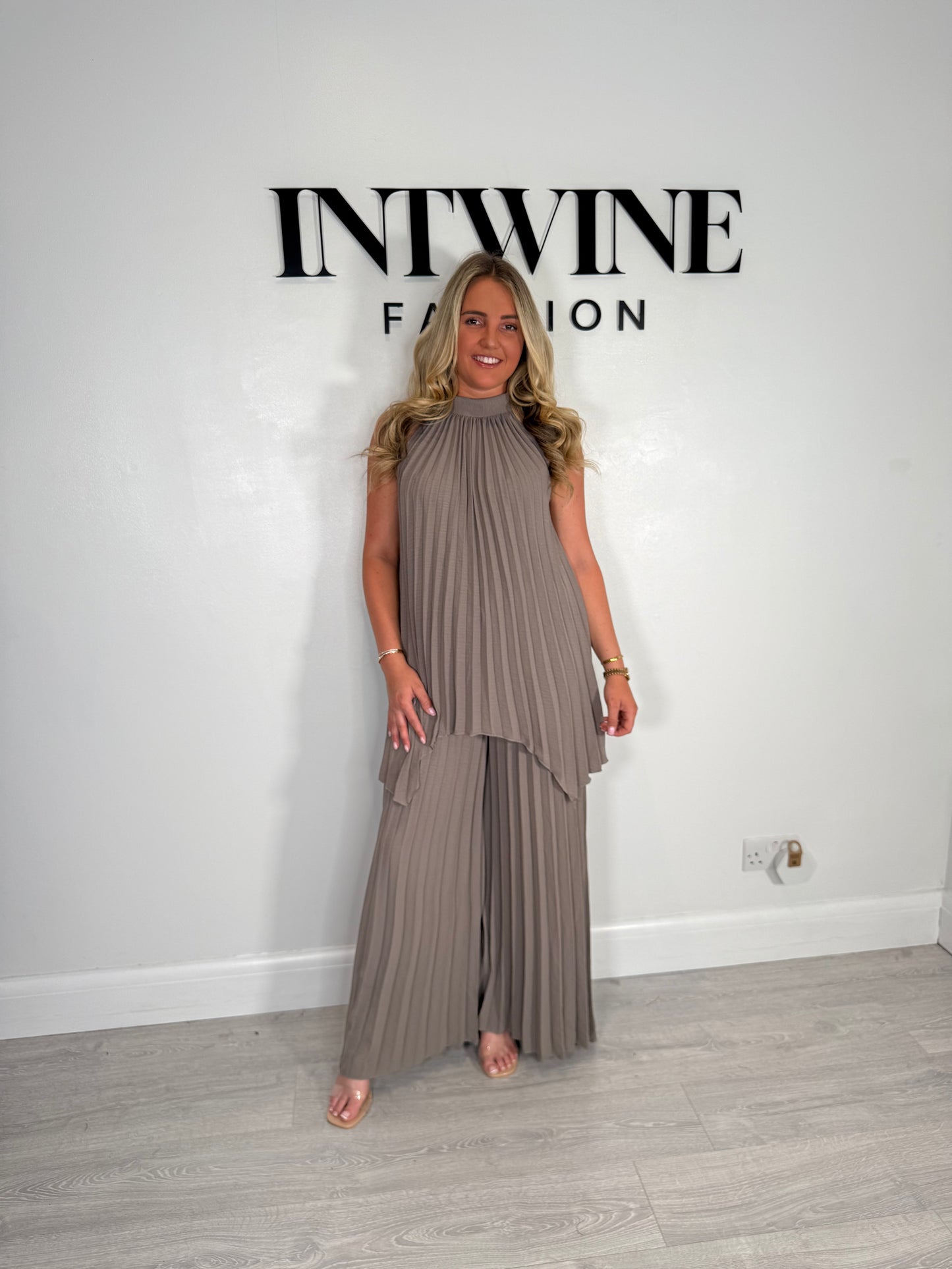 Lottie Pleated Halter Neck Coord