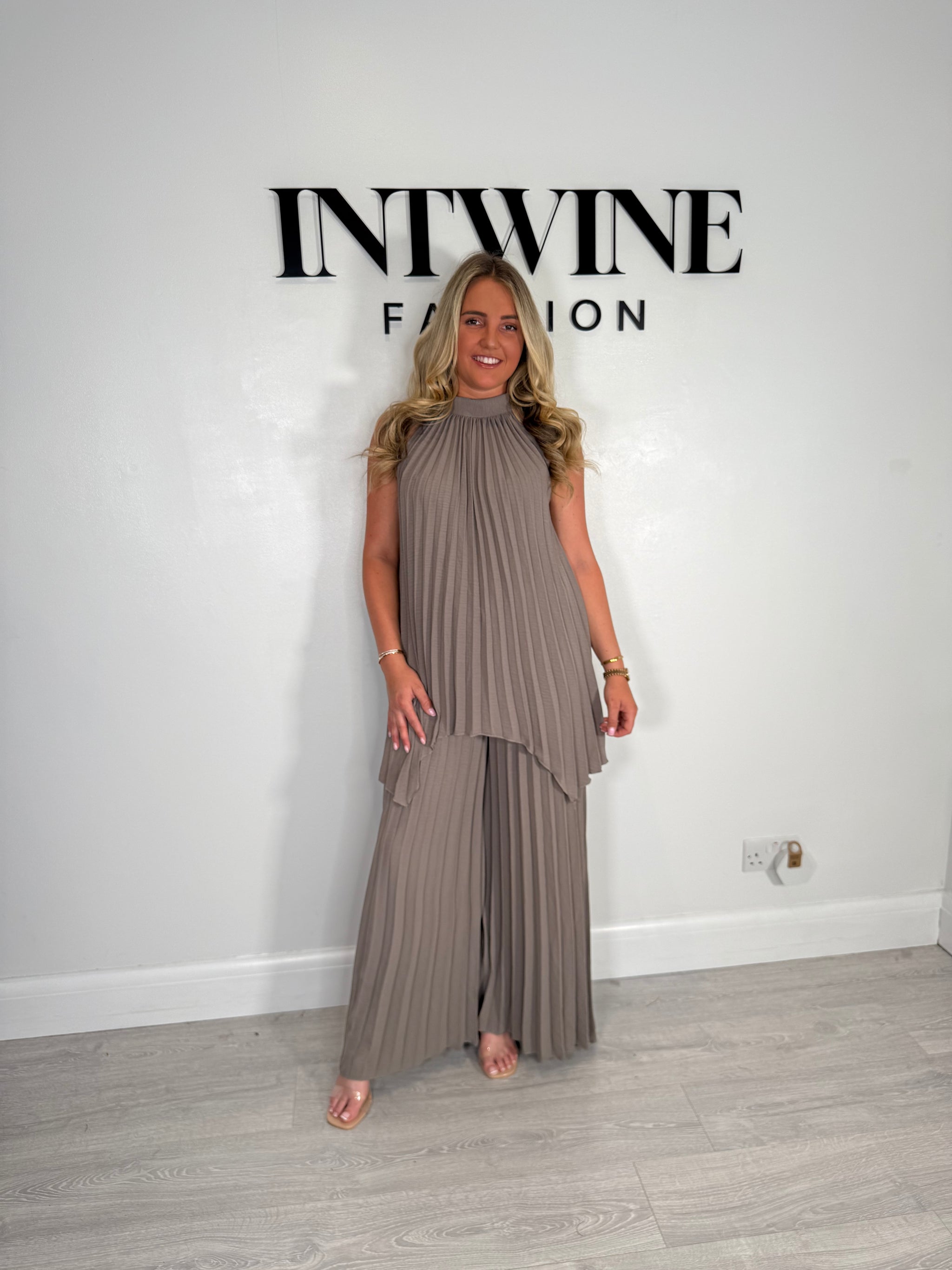 Lottie Pleated Halter Neck Coord