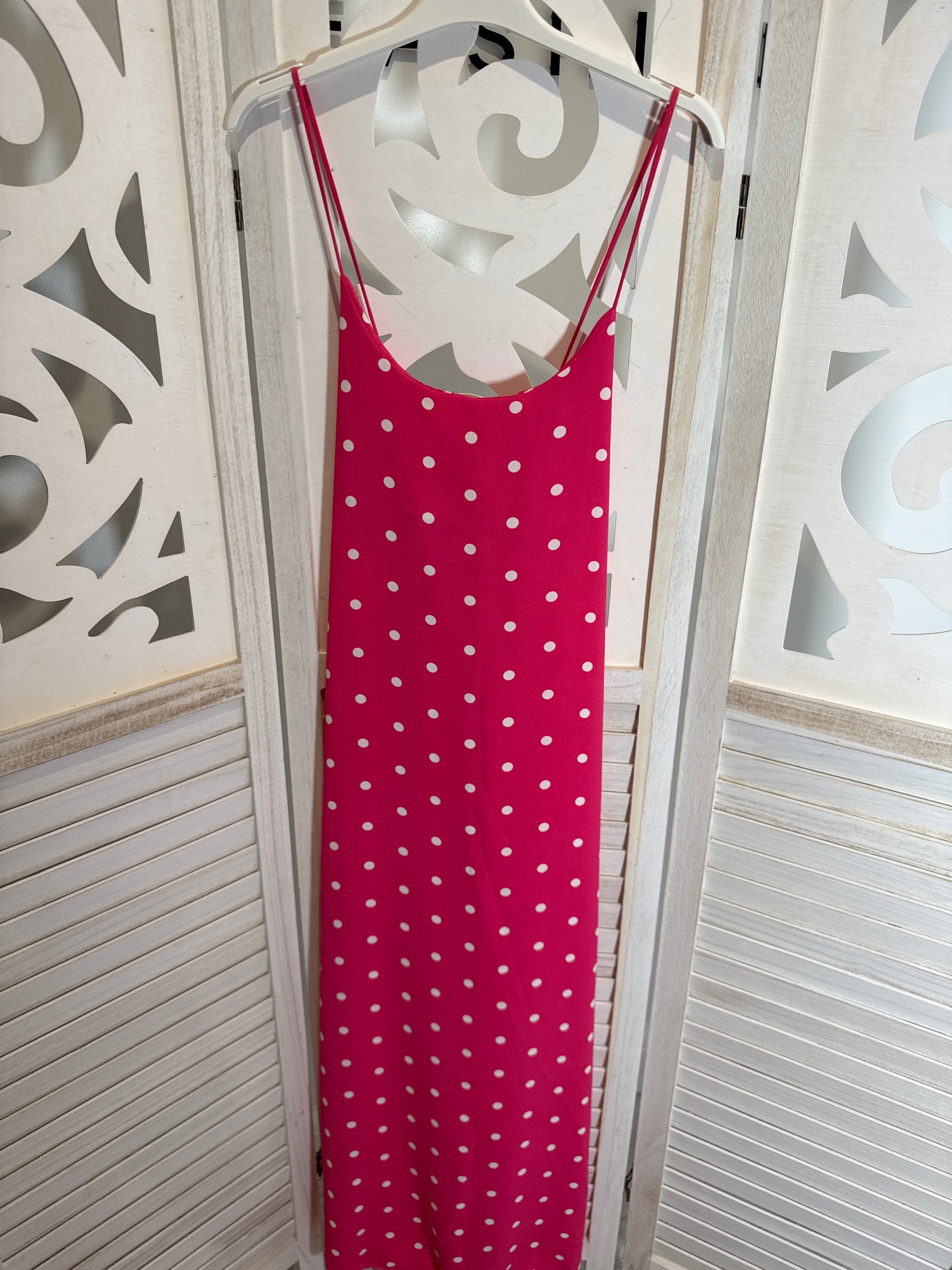 Macy polka dot spaghetti strap dress with elasticated back