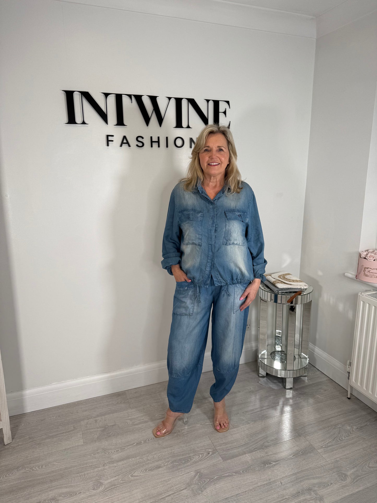 CARA Chambray Denim Soft Harem Blouson Set