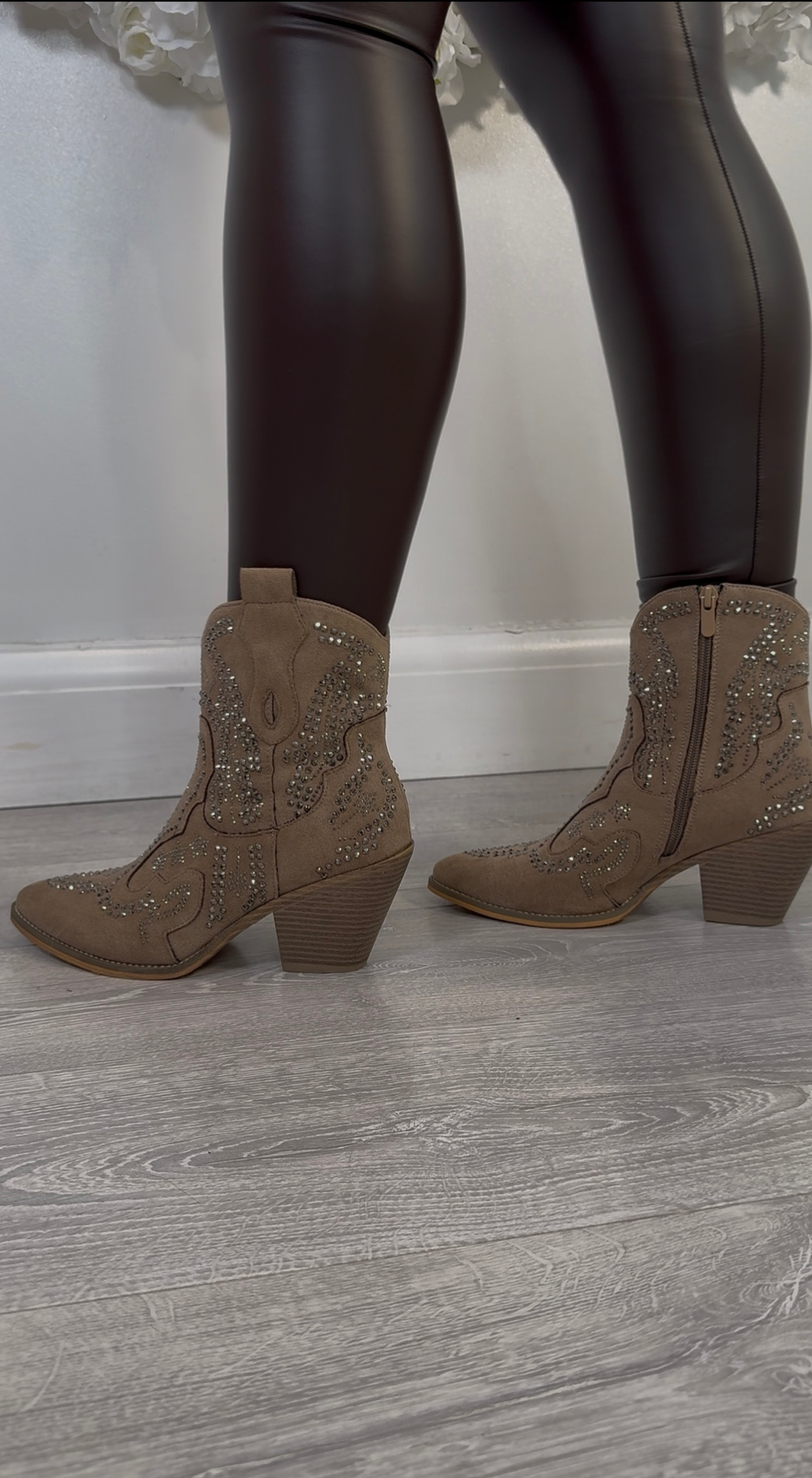 TALLY Diamonte embellished cowboy boots