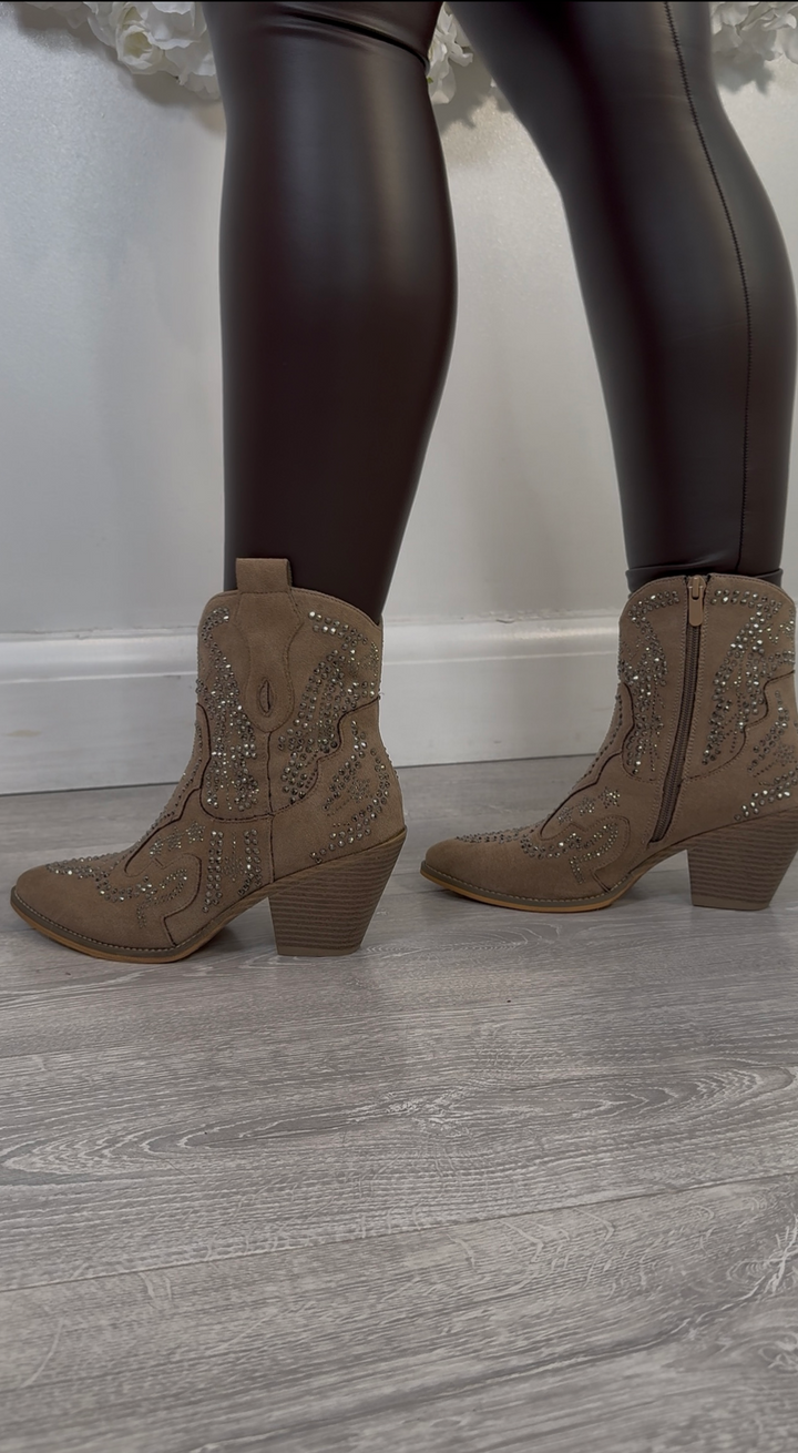 TALLY Diamonte embellished cowboy boots