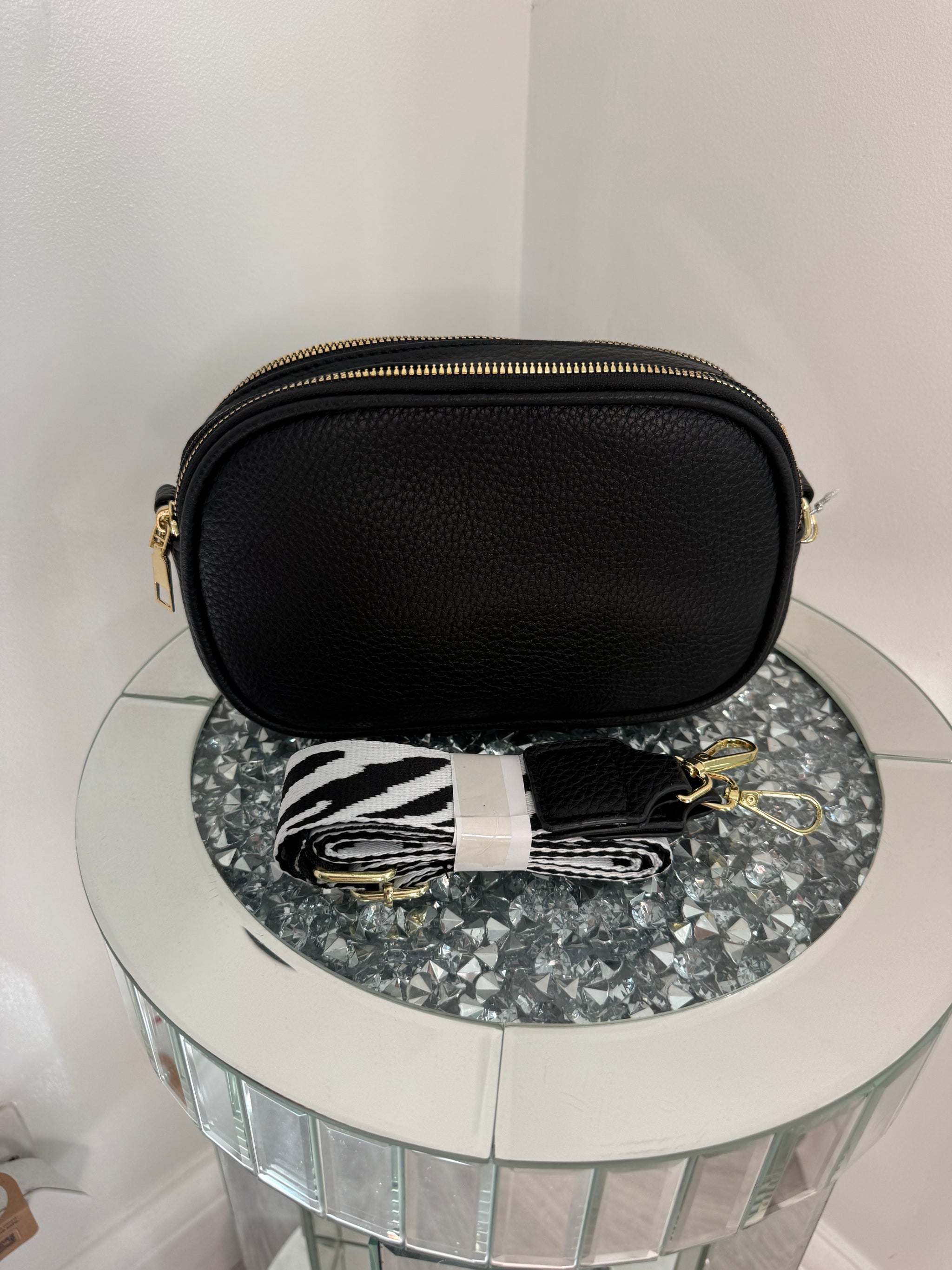Zebra strap cross body detachable bag