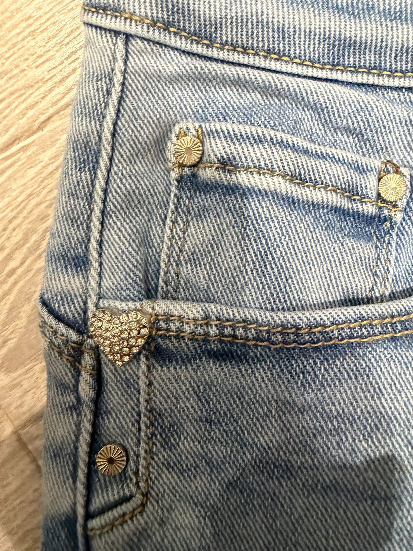 Chantelle Heart Button Denim Stretch Shorts
