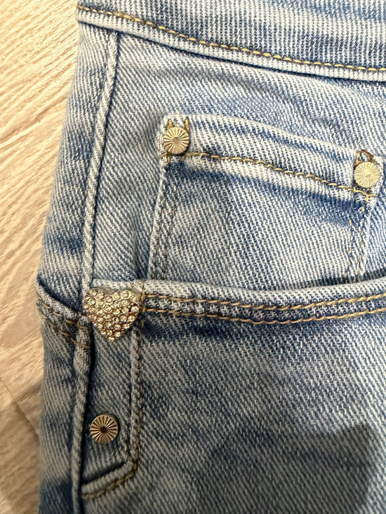 Chantelle Heart Button Denim Stretch Shorts