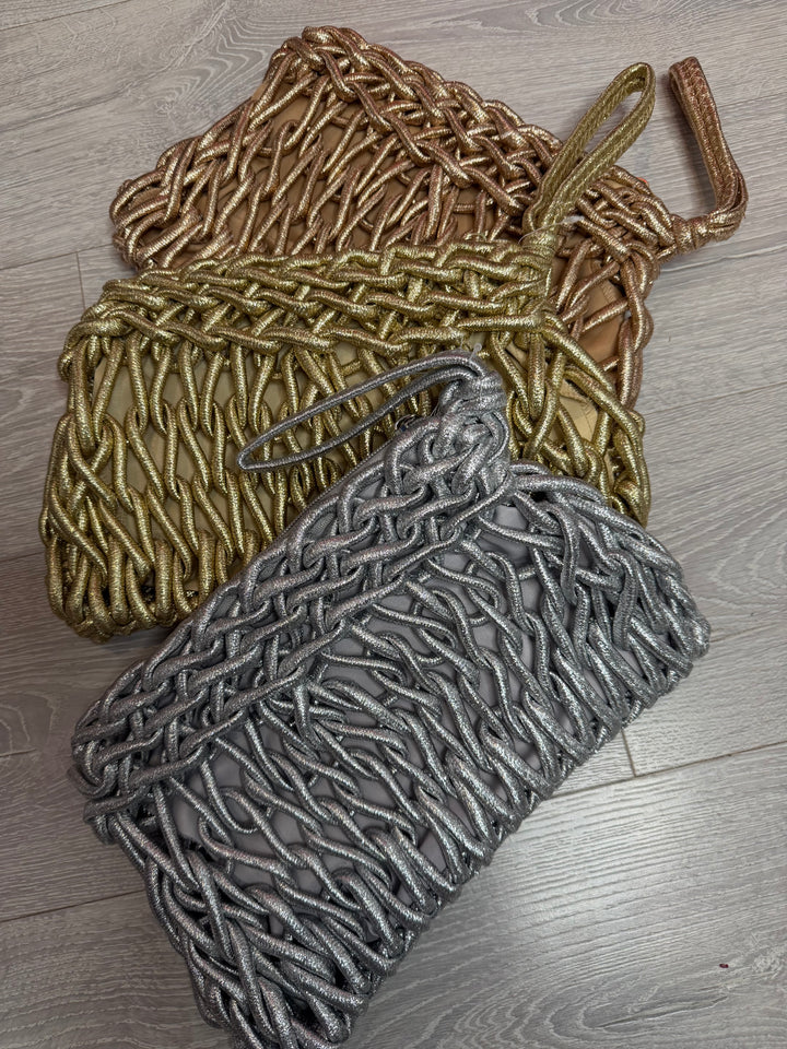 Metallic clutch bag