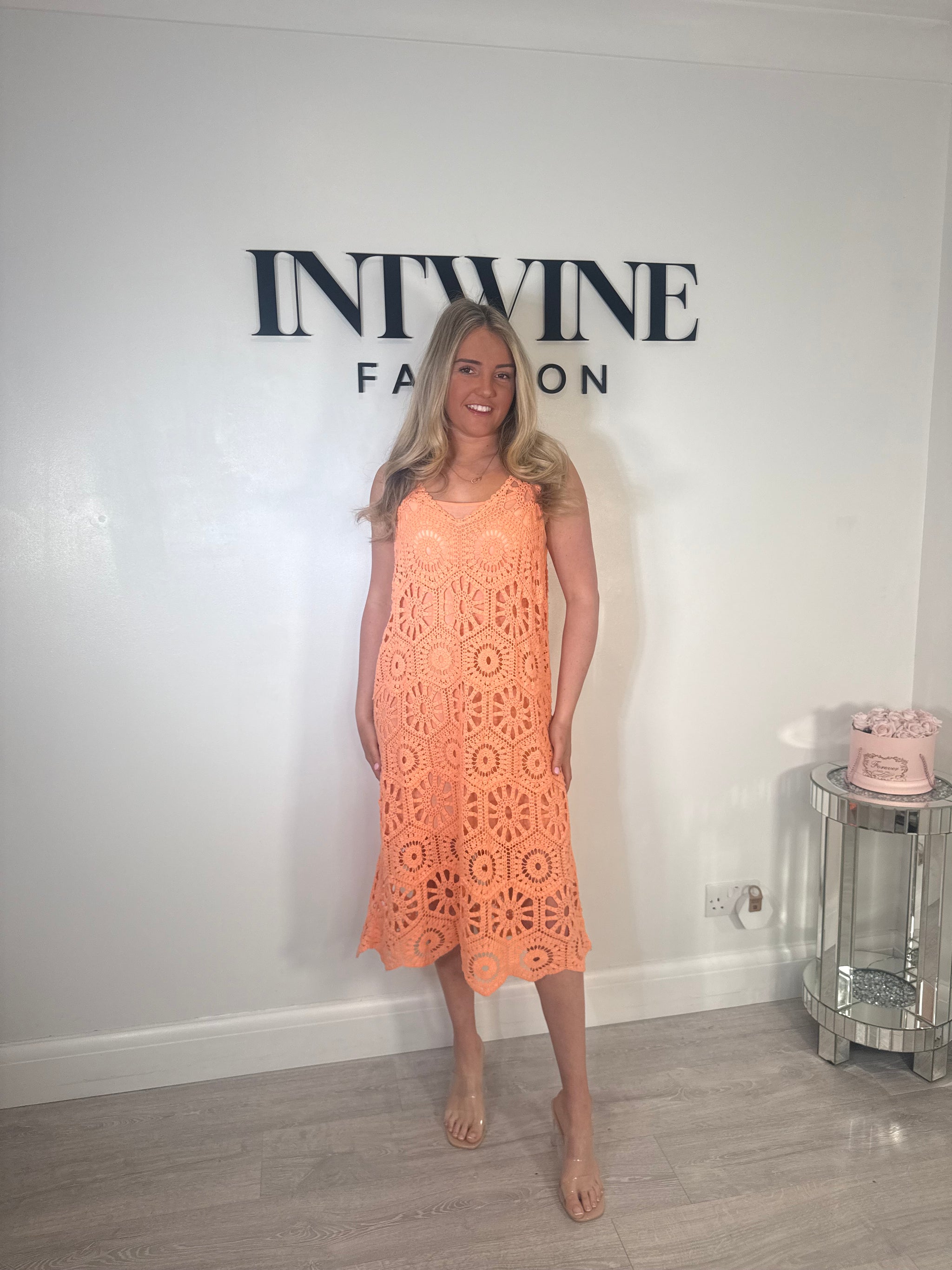 Penelope Crochet Dress With Lining