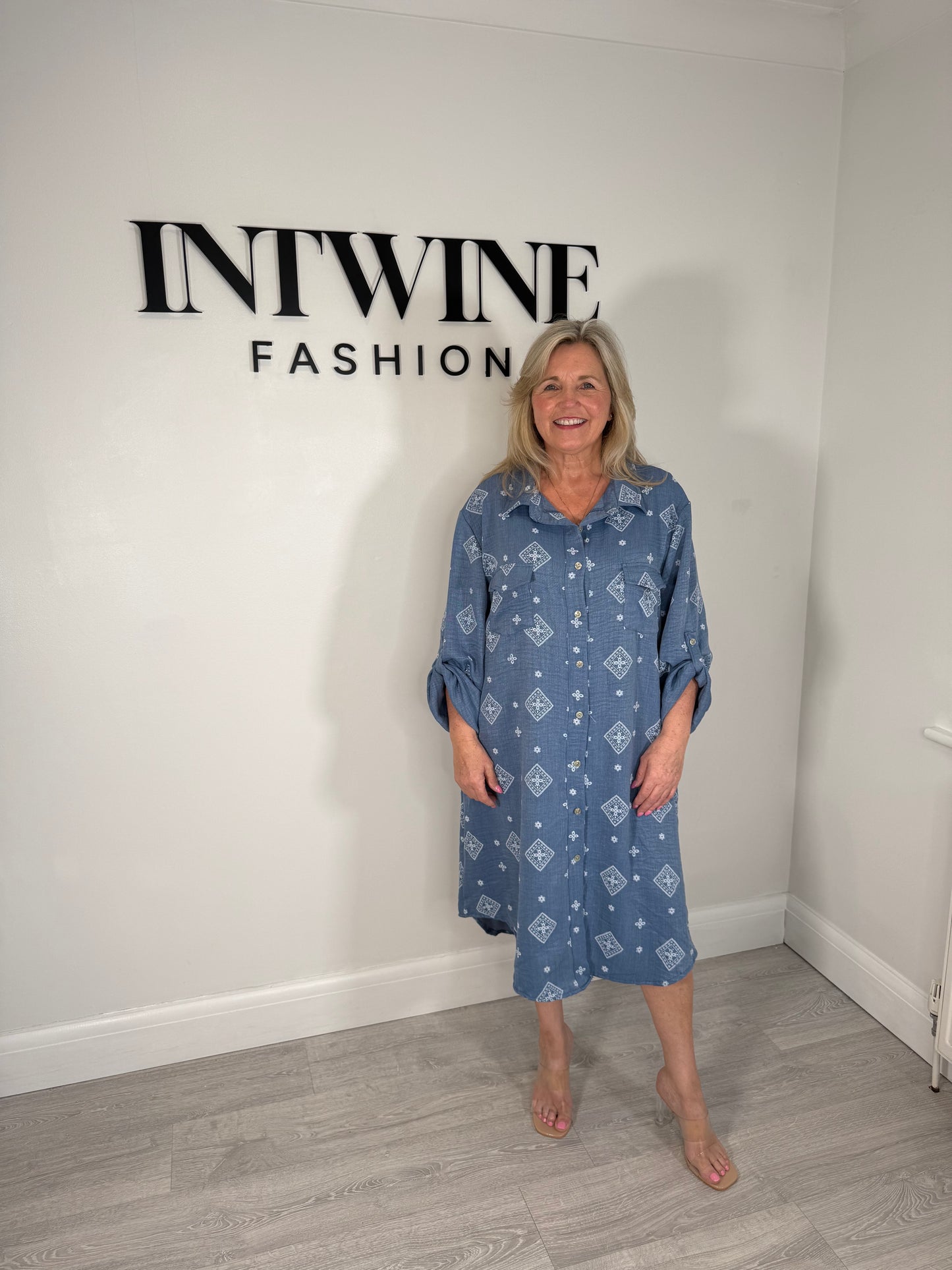 Mabel Diamond Denim Shirt Dress