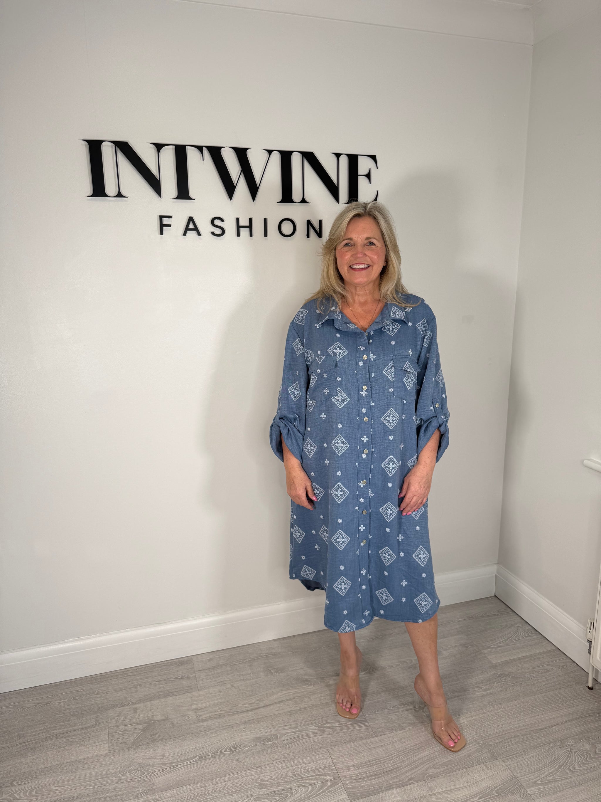Mabel Diamond Denim Shirt Dress