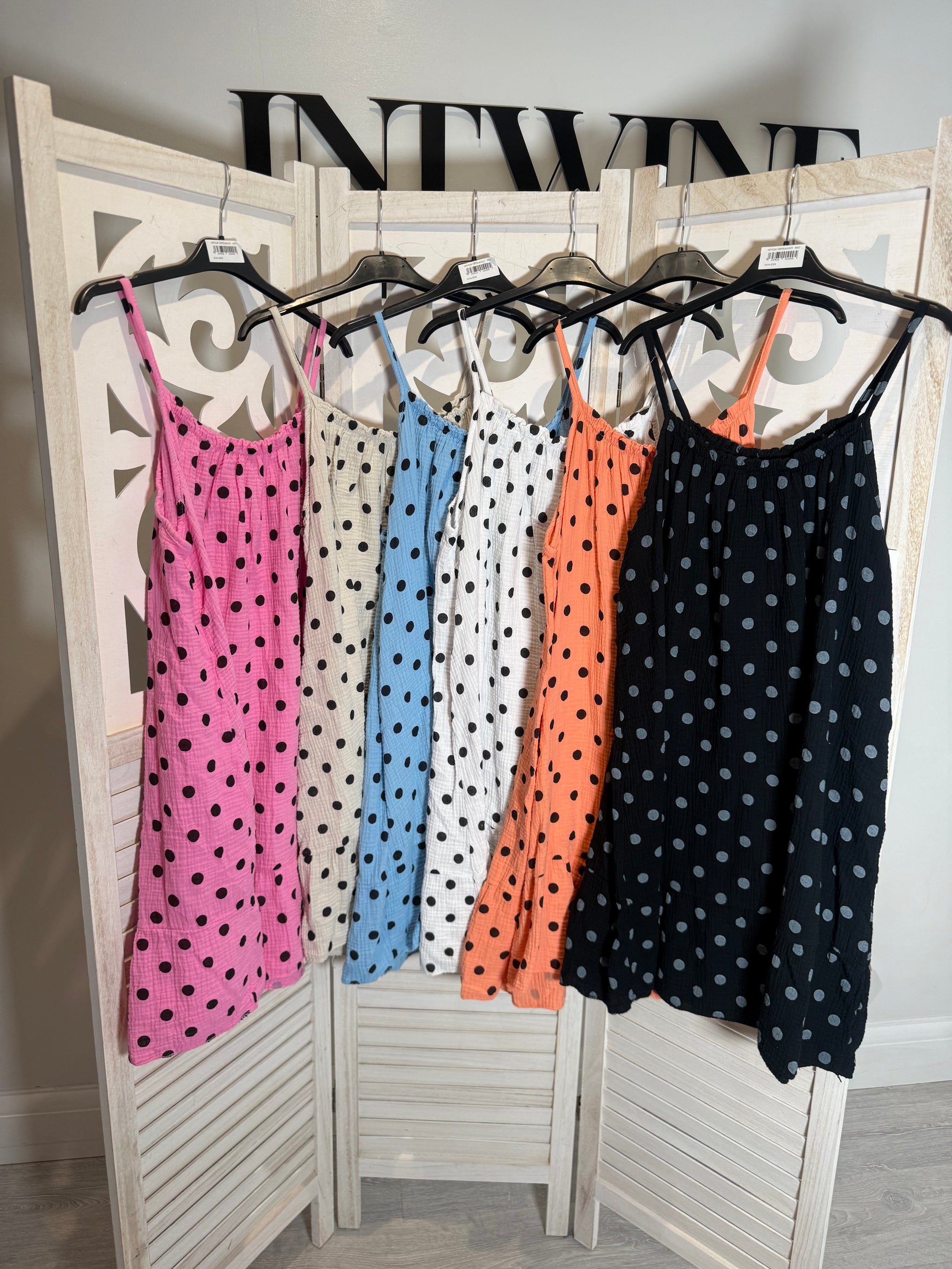 Alex polka dot cheesecloth dress
