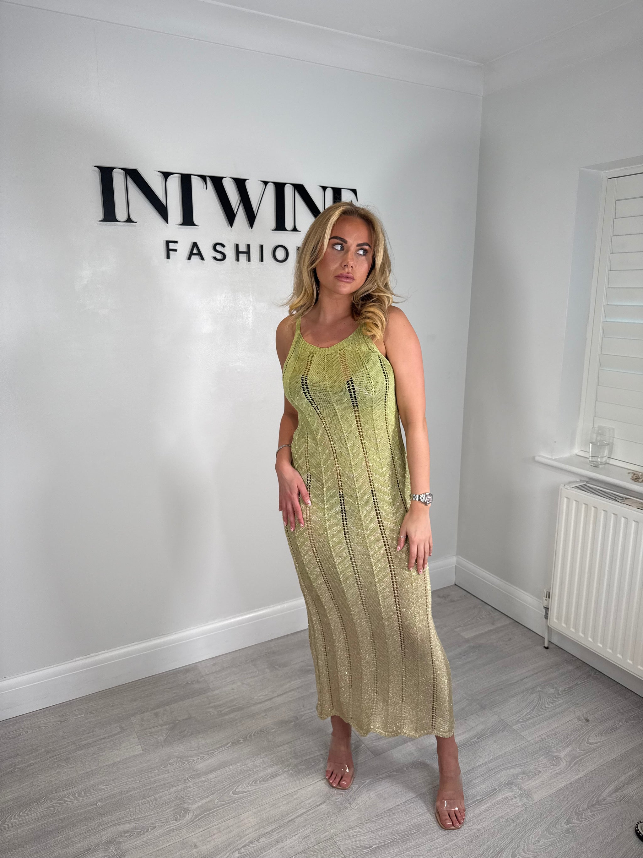 Santorini metallic soft knit dress