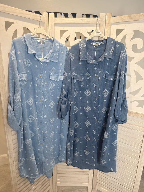 Mabel Diamond Denim Shirt Dress
