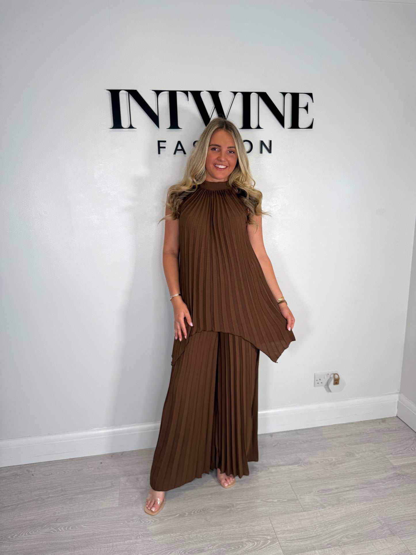 Lottie Pleated Halter Neck Coord