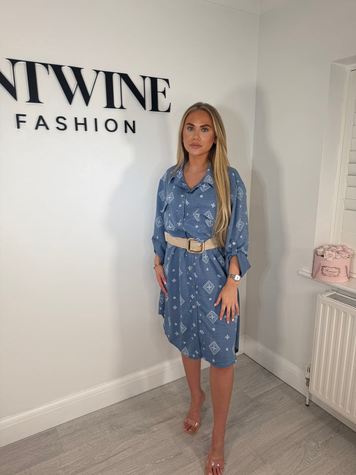 Mabel Diamond Denim Shirt Dress