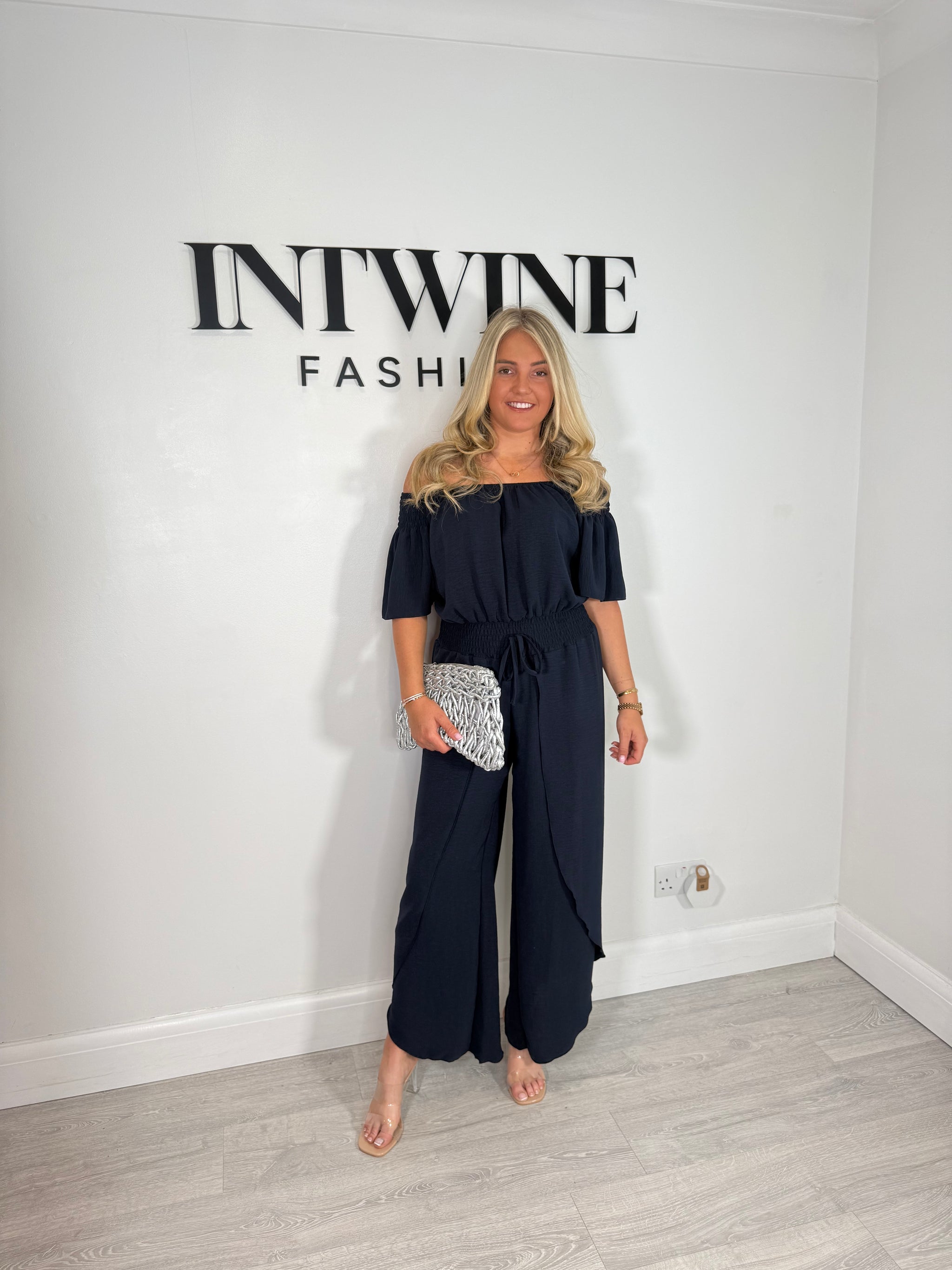 Liv Elastic Waist Bardot Jumpsuit