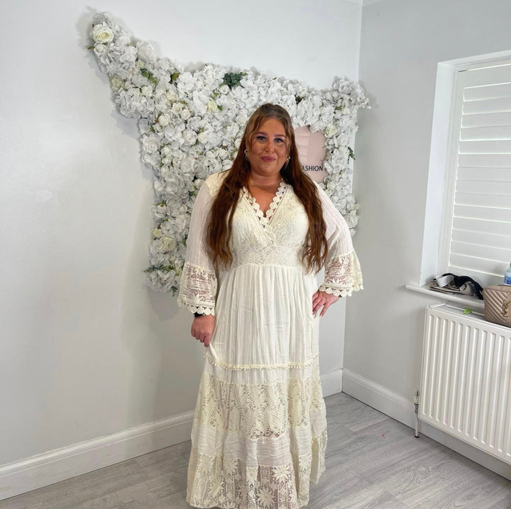 Plus size long Dayna embroidery dress