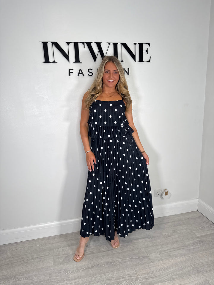 Olivia Polka Dot Pleated Dress