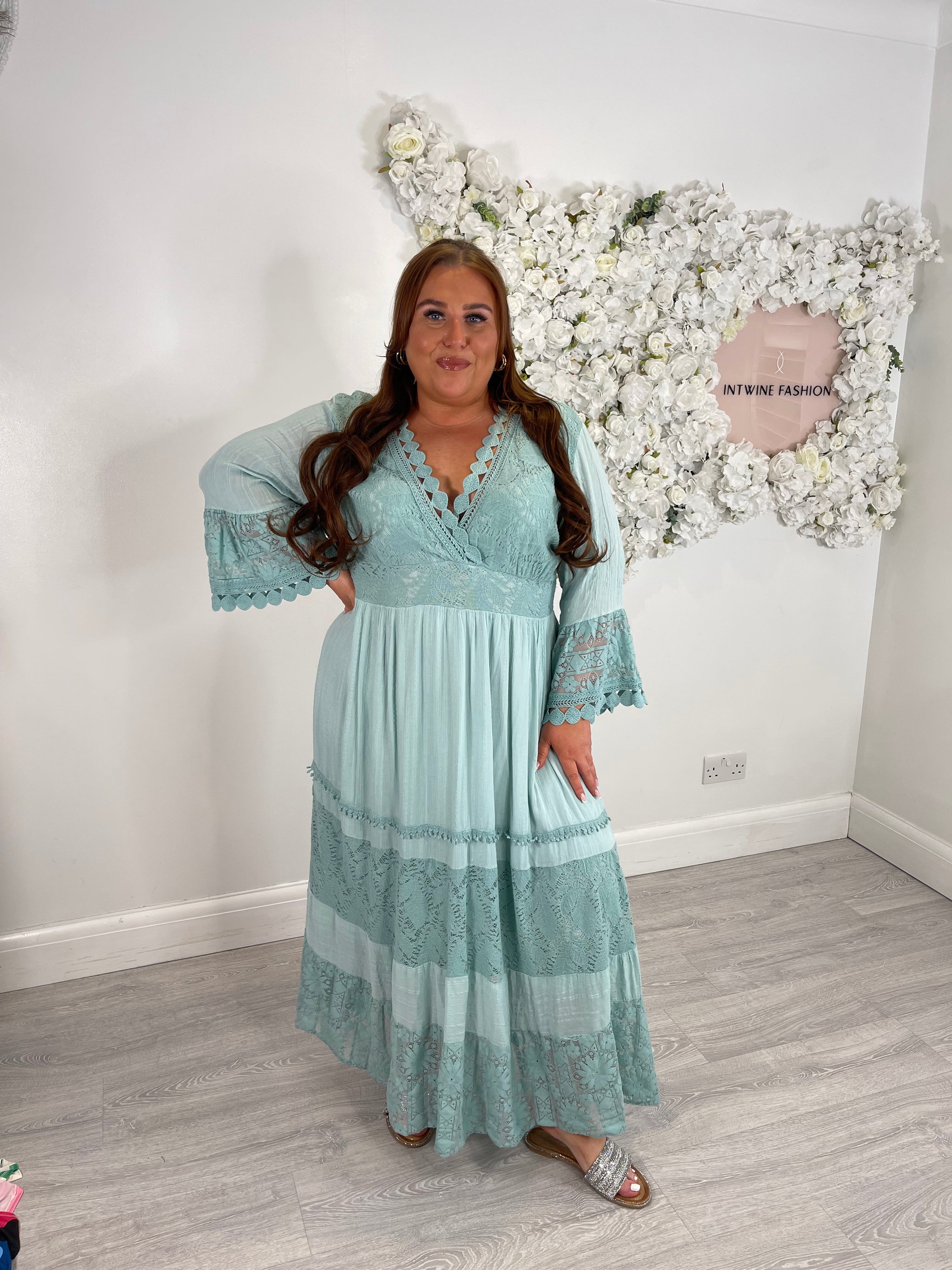 Plus size long Dayna embroidery dress