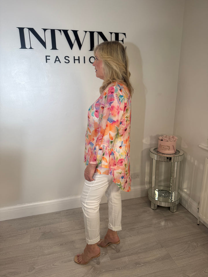 Fiona Floral Frill Arm Blouse