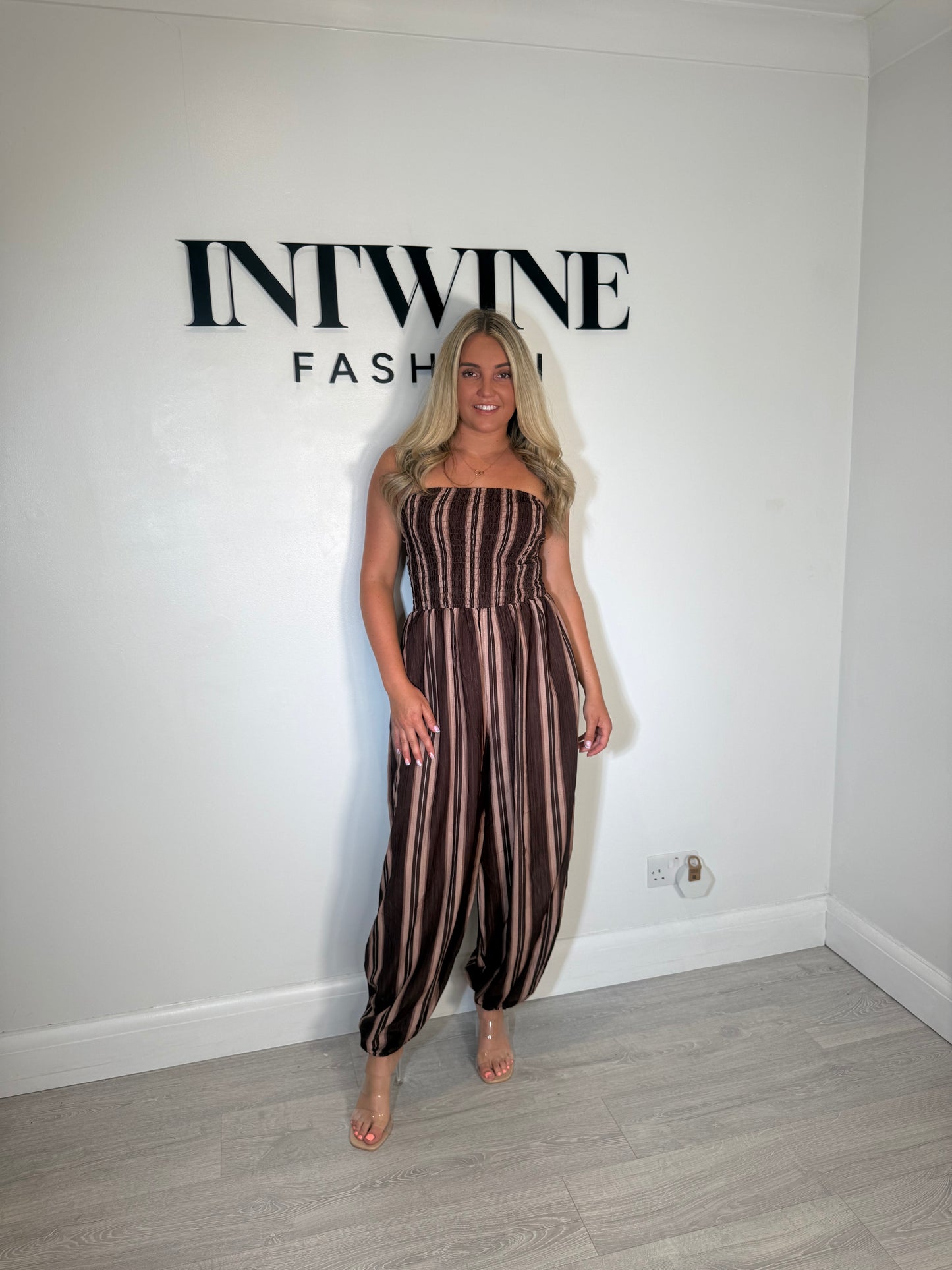 Jessica bandeau striped jumpsuit