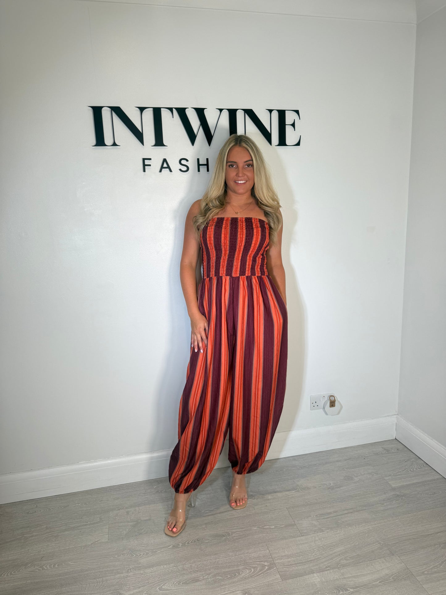 Jessica bandeau striped jumpsuit