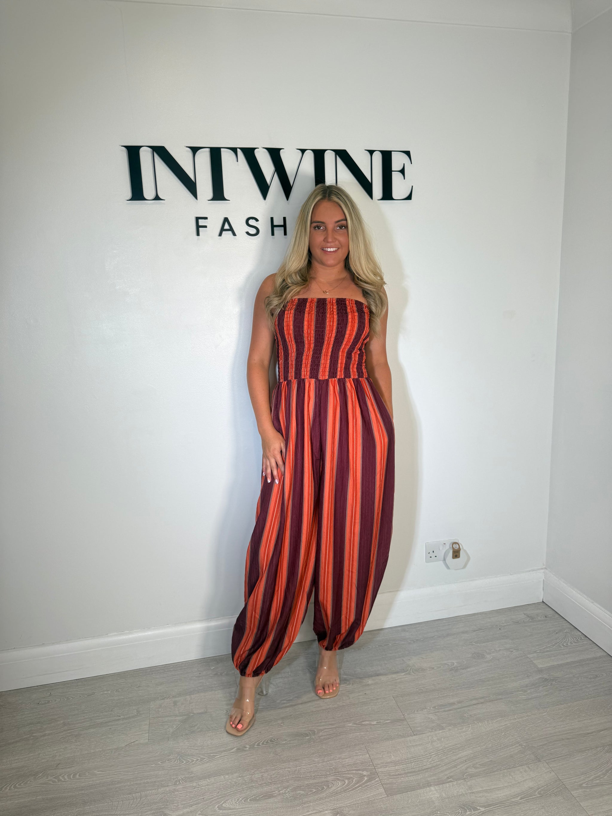 Jessica bandeau striped jumpsuit