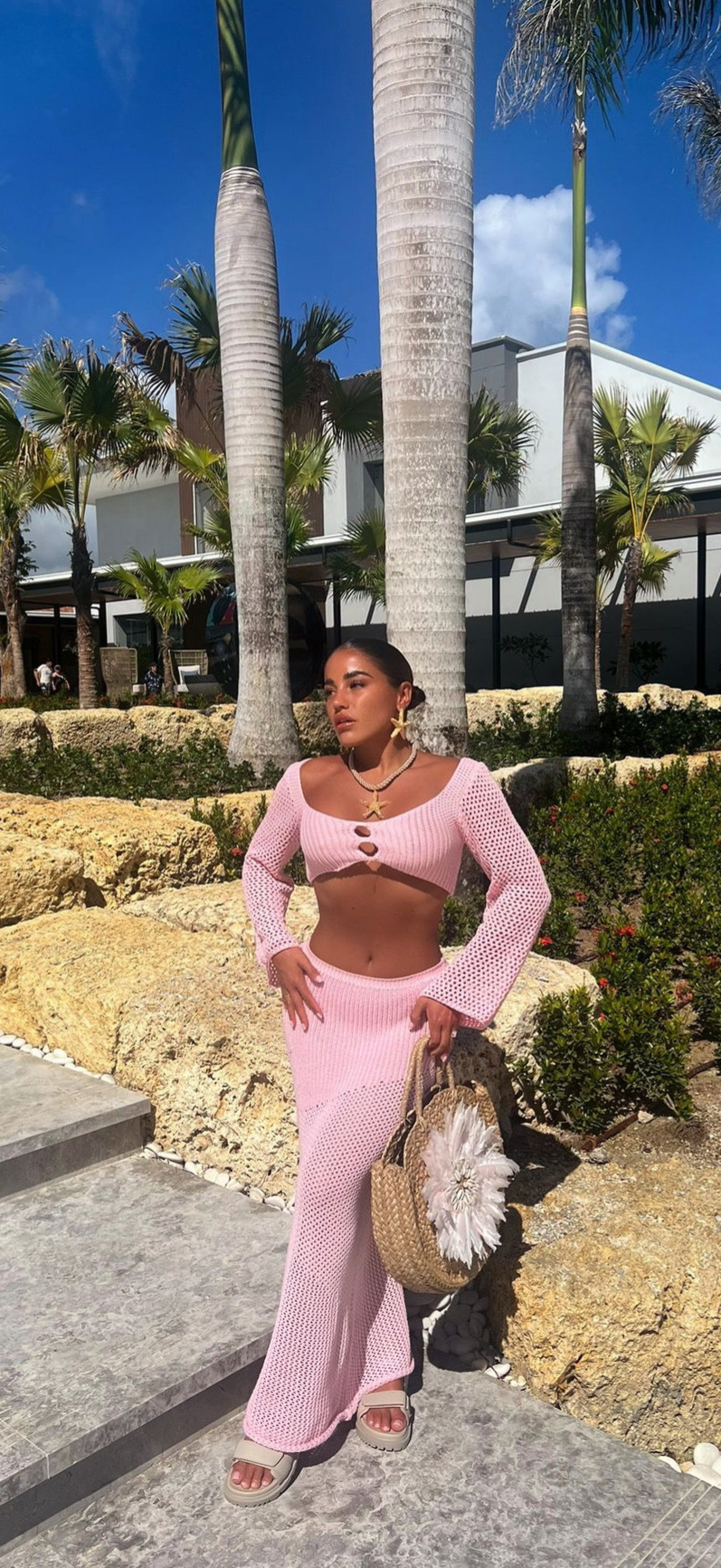 BLOSSOM Crochet Long Skirt Set