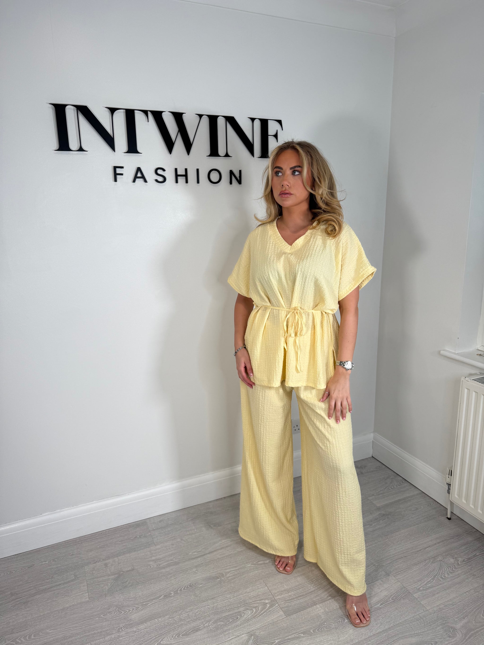 Rebecca Tie Waffle Trouser Set
