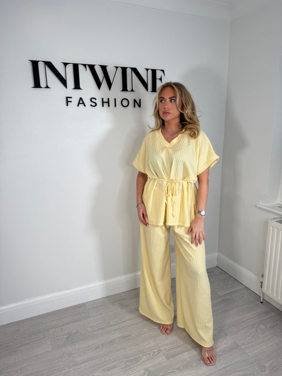 Rebecca Tie Waffle Trouser Set