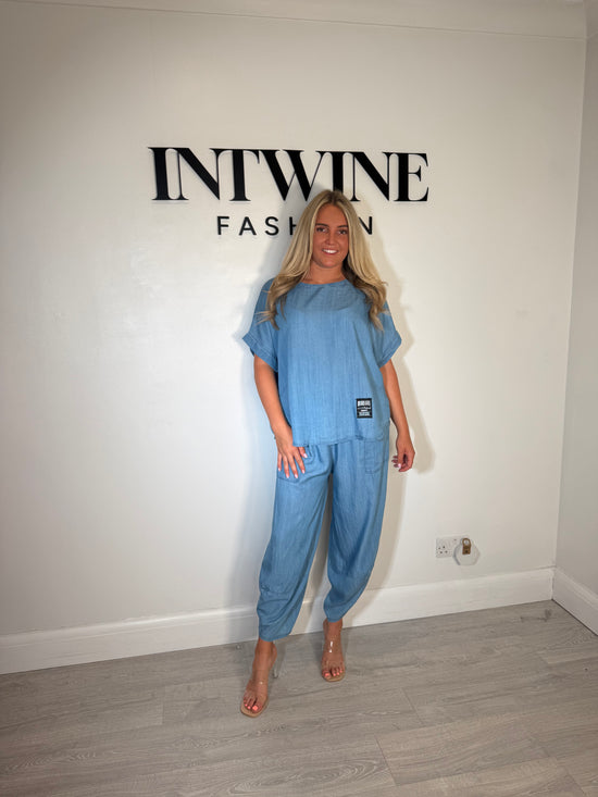 Deborah chambray denim harem coord