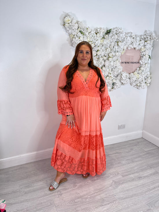 Plus size long Dayna embroidery dress