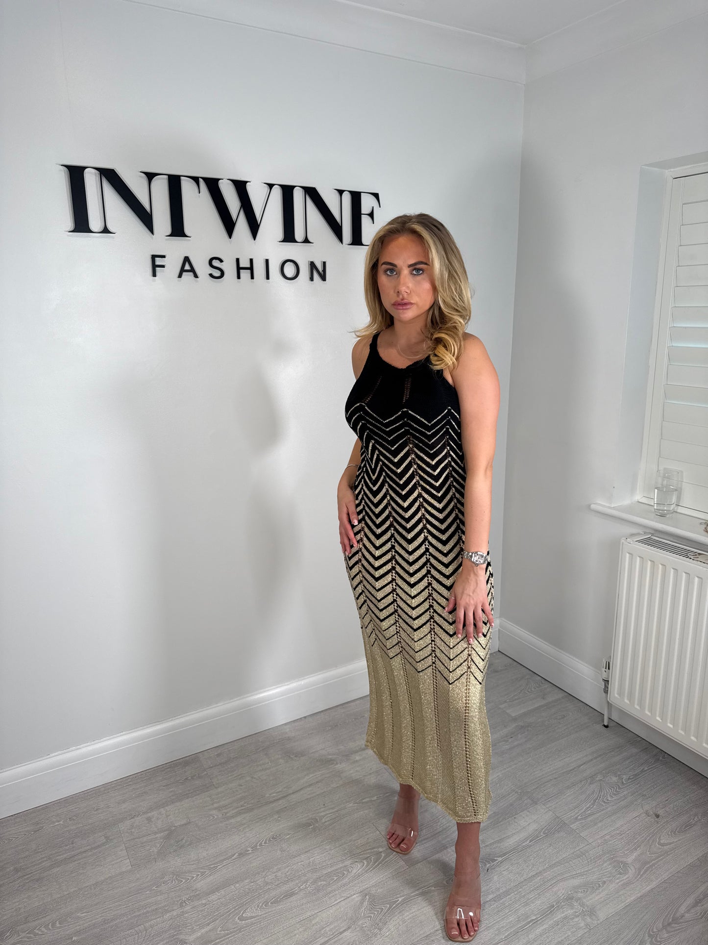 Santorini metallic soft knit dress