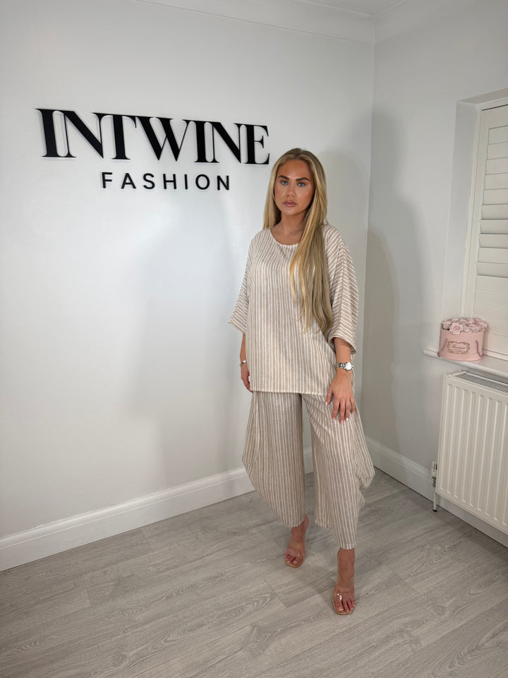 Mila Linen Stripe Trouser Set