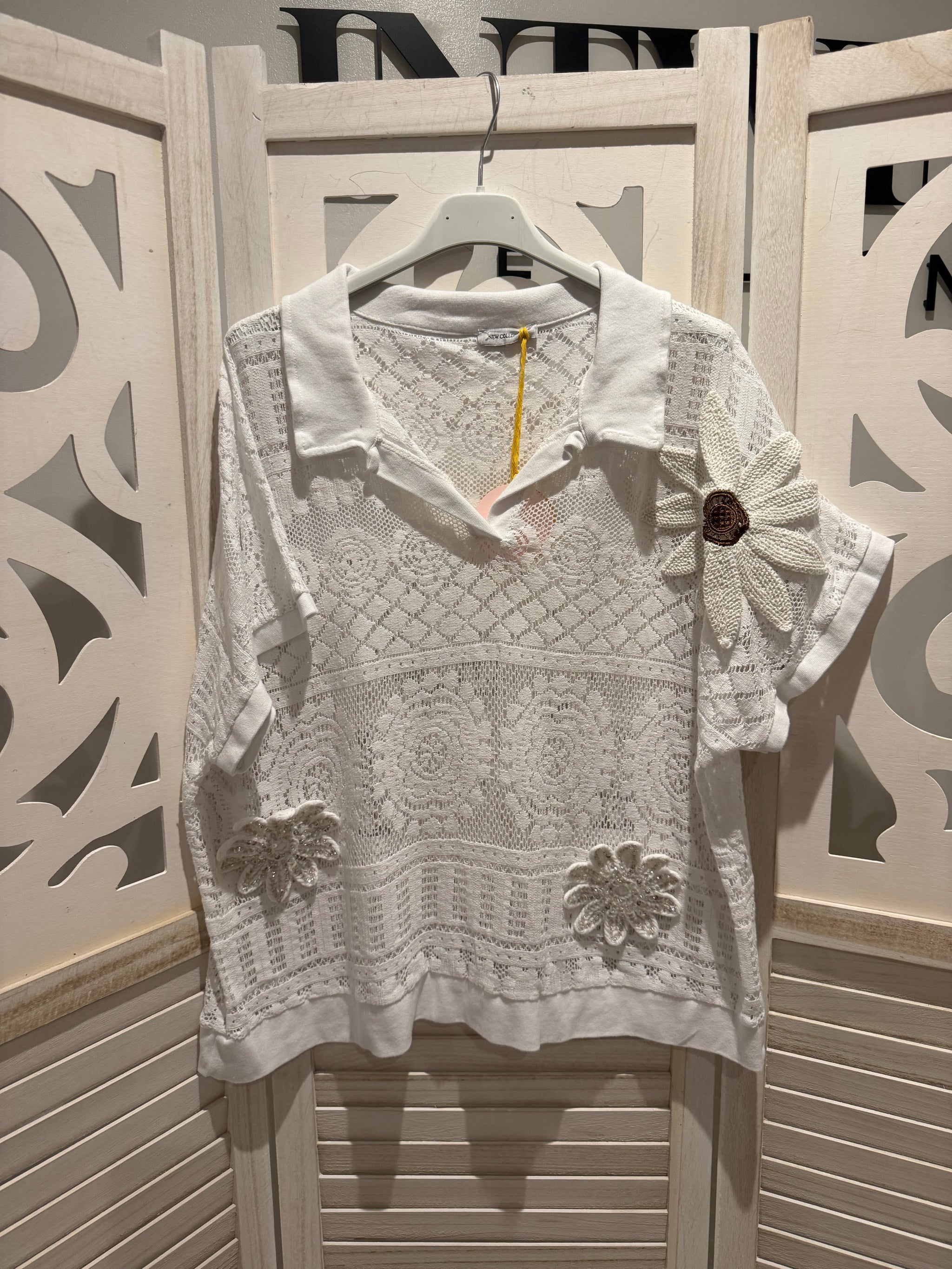 Daisy crochet top with Applique